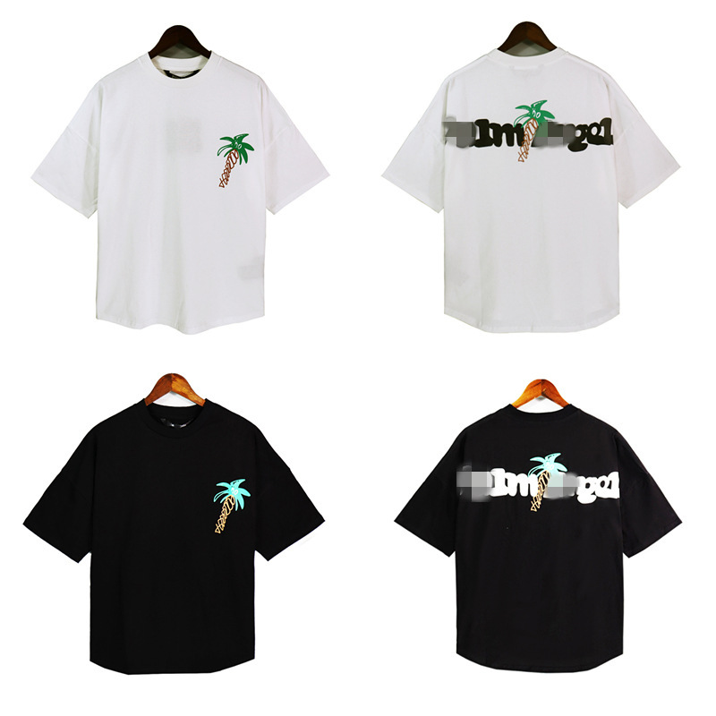 23SS Cross-border European and American Fashion Brand Palm Angel Coconut Tree Letter logo Printed Short-sleeved T-shirt Men's and Women's High Street Half-sleeved T-shirt