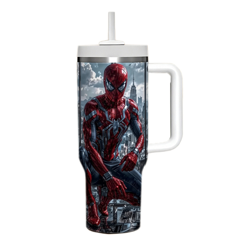 跨境蜘蛛侠spider-man 40OZ不锈钢保温杯汽车杯带手柄车载冰霸杯|undefined
