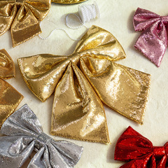 クロスボーダーのクリスマスの蝶結びの大きいサイズの金色のスパンコールの真珠の綿のピンクの装飾のクリスマスの装飾のペンダントの置物