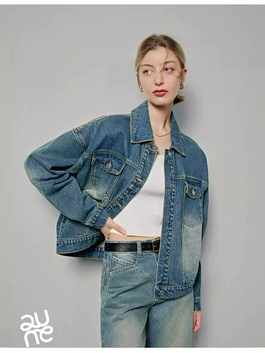 Tide, denim jacket, autumn long-sleeve, for teenagers, loose fit, oversize