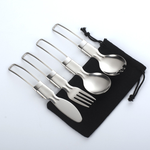 Stainless steel outdoor camping removable tableware, portable travel stainless steel foldable knife, fork, spoon, chopsticks
