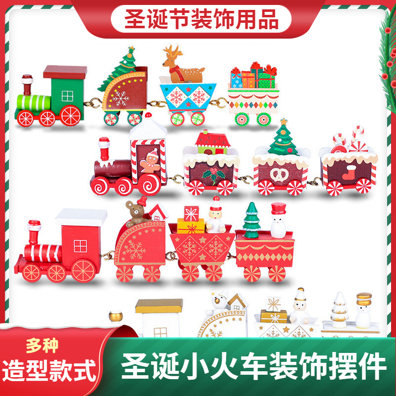 Tren de Madera para Decoración Navideña, Artesanía y Regalo Pequeño para el Árbol de Navidad image 2