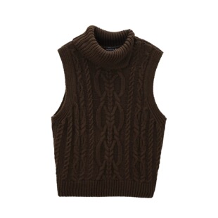 Europe and the United States cross-border women's clothing 2024 autumn new eight-part woven stand-up collar sleeveless knitted vest 6771121