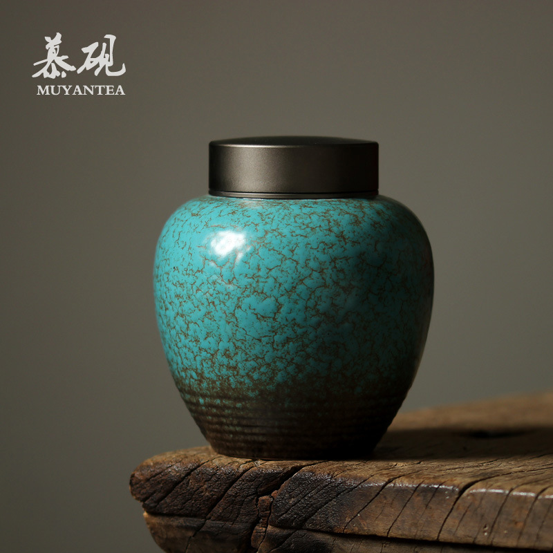 慕陶日式窑变茶叶罐密封普洱存醒茶罐 家用陶瓷功夫茶具茶仓