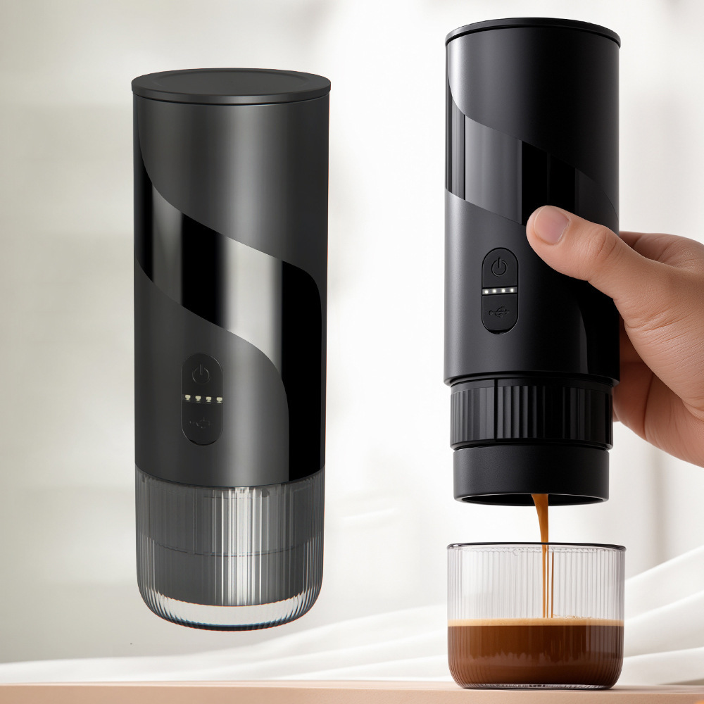 Máquina de café italiana portátil al aire libre transportada por automóvil Máquina de café de cápsula de doble soporte Máquina de café eléctrica en polvo Extracción en frío