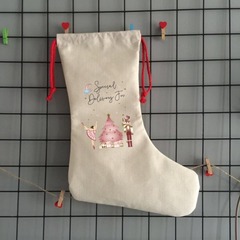 Diy熱昇華印刷細麻クリスマス靴下麻布ギフト靴下ポケットメーカー直販