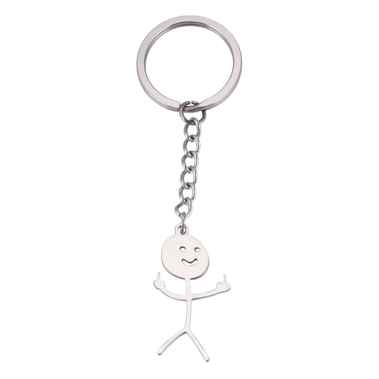 Venta caliente personalizada lindo todo partido simple golpe hueco cara sonriente villano brillante colgante llavero de acero inoxidable