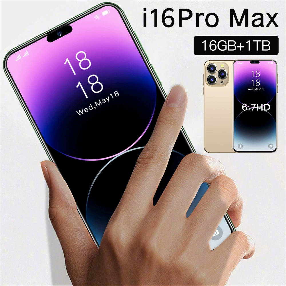 Смартфон (i16) ProMax, 16+1Т памяти, вырез под камеру в виде notch, дисплей 6,7 дюйма, варианты EU/US/UK/AU