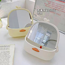 塑料卡通化妆镜学生宿舍桌面台式梳妆镜家用可挂可立高清美妆镜