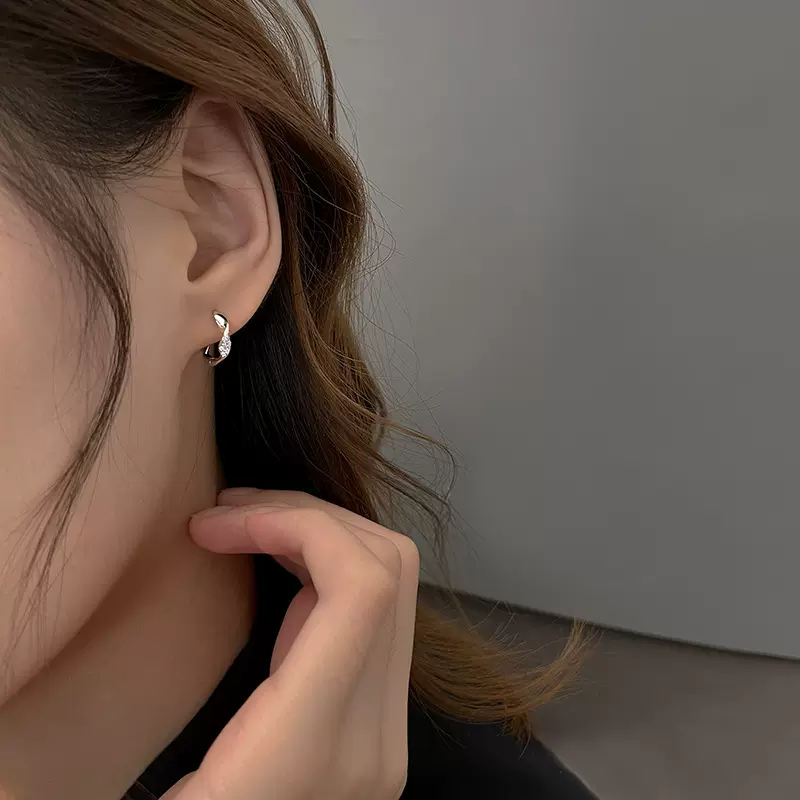 925纯银扭曲圆圈耳环女轻奢小众设计耳扣2022年新款潮ins风高级感