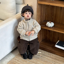 小宝宝秋冬季外套2025新款韩版童装儿童服装冬款男童加厚卫衣套装