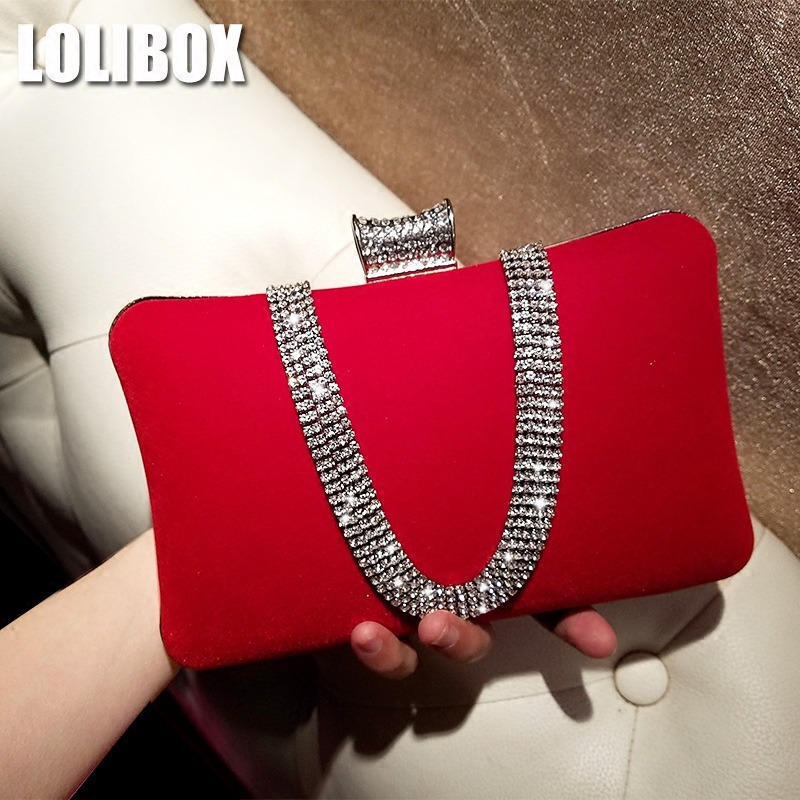 Fabricante transfronterizo bolso de cena de terciopelo bolso de noche de franela de diamante europeo y americano bolso de embrague de moda bolso de almohada de banquete mujer
