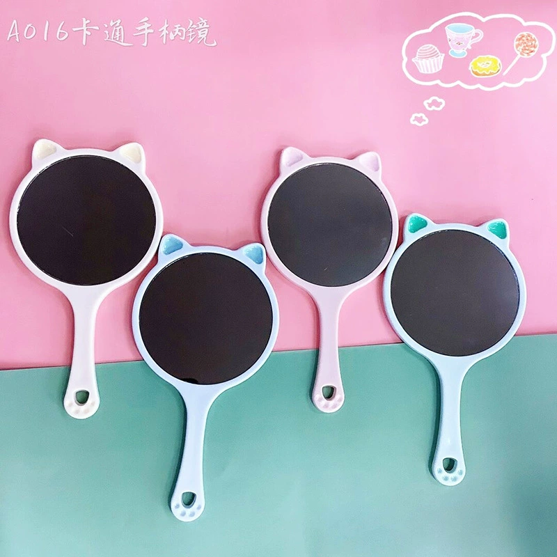 Cartoon handheld mirror for students, handle with animals