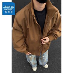 真维斯美式飞行员夹克春秋季潮流廓形外套高级感痞帅立领男士上衣