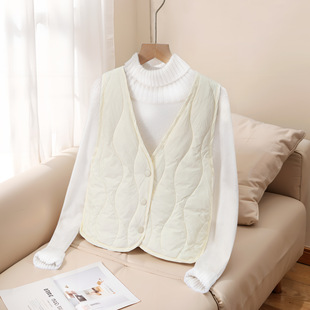 Winter New Cold-proof Vest Women's Lightweight V-Neck Base Warm-fit Inside and Outside Short Solid Color Ware