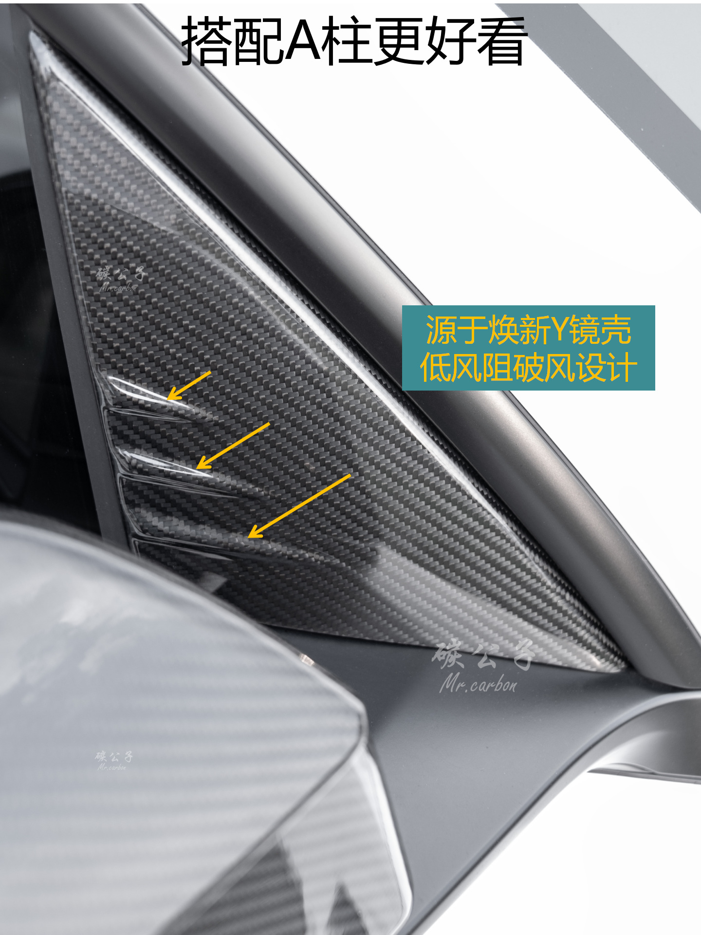  for Tesla's New Version Model 3Ysx Carbon Fiber Rearview Mirror Shell Reversing Horn Tesla