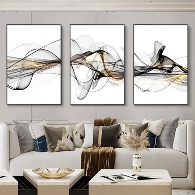 Nordic Luxury Ribbon Abstract Landscape Canvas Art 2