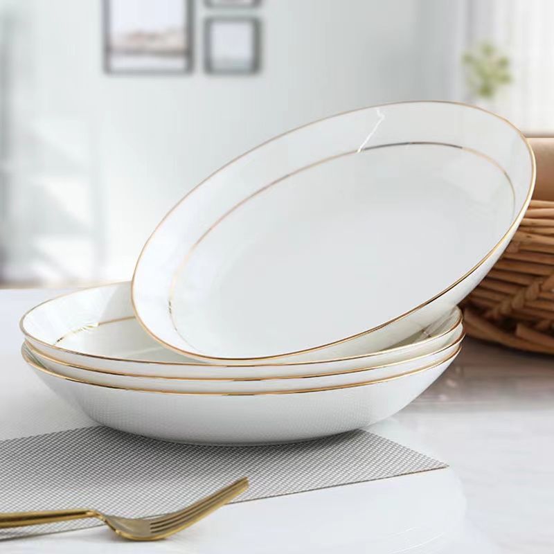 Gold-Rimmed Ceramic Bone Spit Plate for Home Hotel Restaurant Flat Shallow Plate Small Dish Plate Dining Table Garbage Plate Bone Fruit Plate