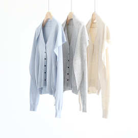 秋冬韩系V领羊毛混纺针织开衫短款长袖外套三角披肩两件套套装女