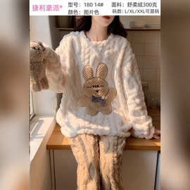 2025年新款捷利豪派舒柔绒圆领长袖长裤套装舒适可外穿女士家居服