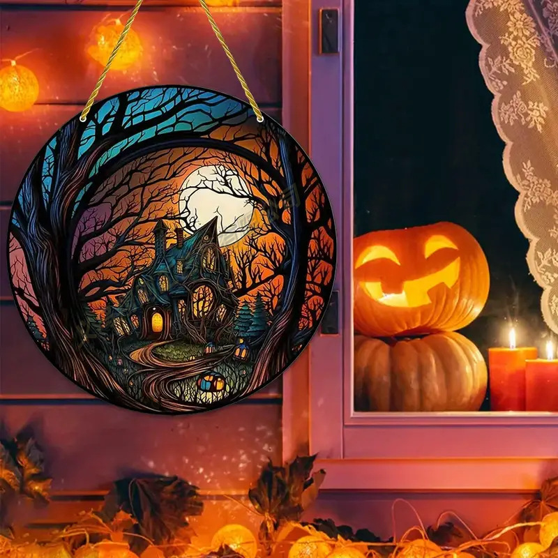 Transfronterizo serie de Halloween acrílico captador de sol artesanía decoración creativa colgante acrílico disco