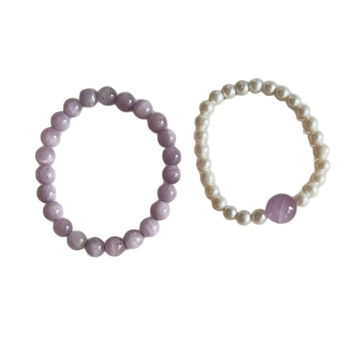 Pulsera minimalista de perlas de agua dulce violetas y gemas_voghion.com