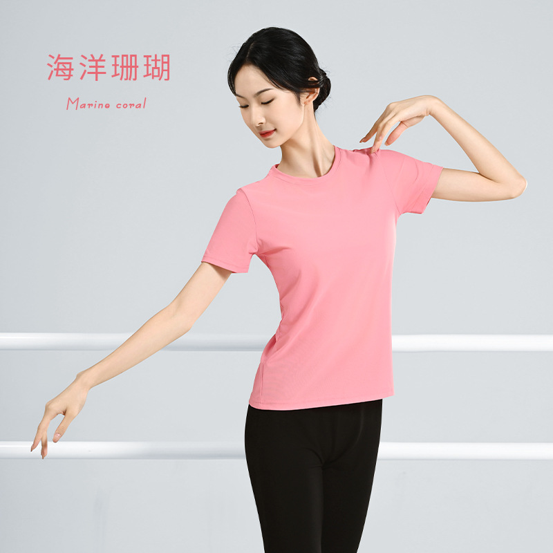 Ropa de entrenamiento deportivo transpirable de secado rápido cuello redondo Camiseta manga corta superior casual suelta entrenamiento ropa de yoga imprimible LOGO