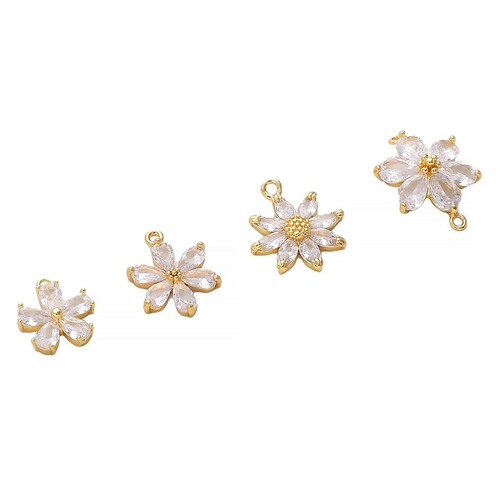 Plated 14K Color-Lasting Zirconia Five-Petal Flower Sunflower Single and Double Pendant DIY Handmade Bracelet Necklace Decorative Accessories