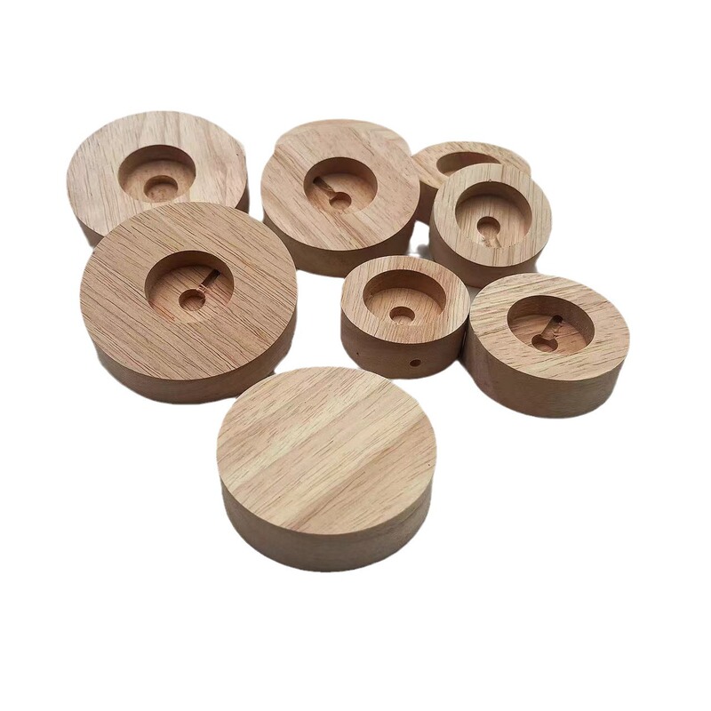 rubber diy wood night light solid wood base LED round crystal ball lamp holder USB connection wooden lamp holder