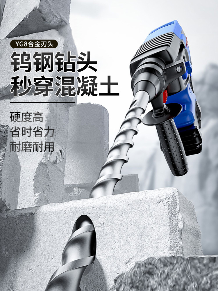 加长冲击电锤钻头圆柄方柄穿墙电锺钻头高硬度混凝土过墙打孔转头