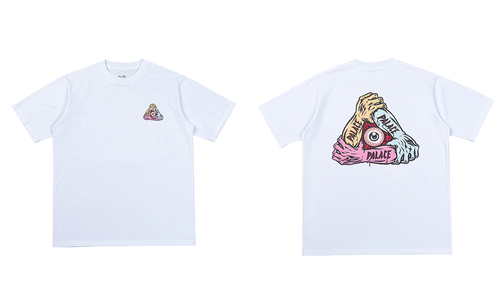 欧米のトレンドブランド「パレス」の三角形プリント入り男女兼用カジュアル純綿半袖Tシャツ、越境25新作、ゆったりシルエット