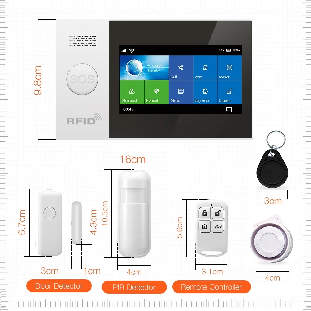 Tuya hogar inteligente inalámbrico 4g anfitrión de la alarma traje inducción del cuerpo humano WiFi alarma antirrobo anfitrión de la alarma