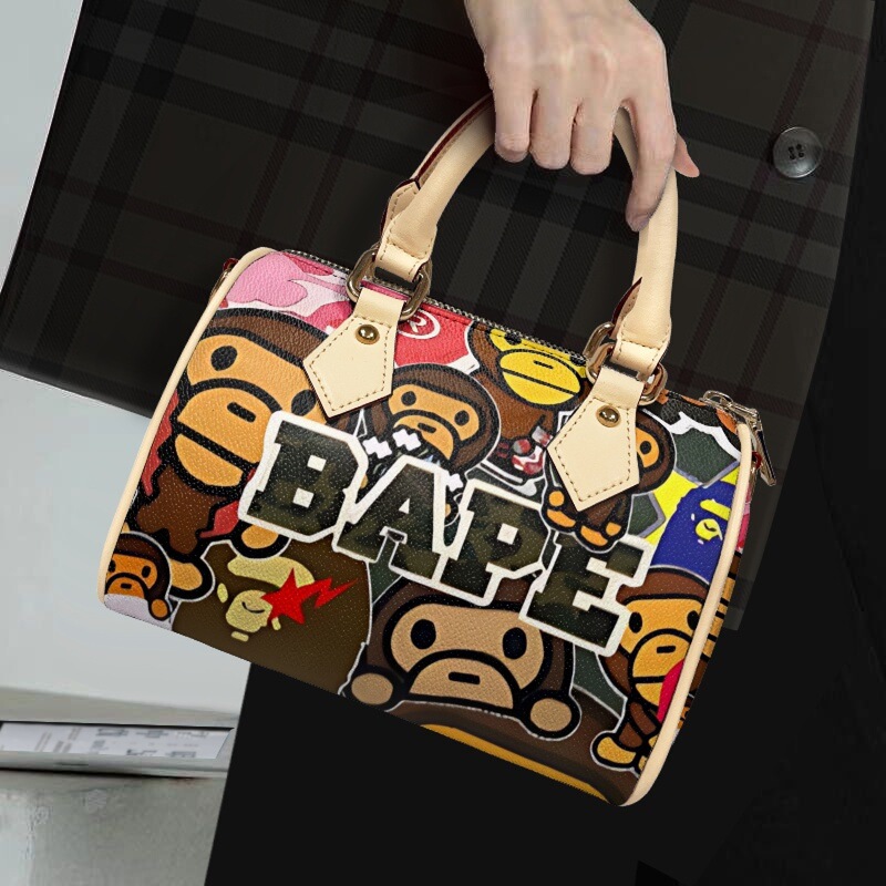 European and American Fashion Mini Handbag Bape Big Mouth Monkey Print Cross-Border Hot-Selling Trendy Sweet Cool Crossbody Bag Customizable