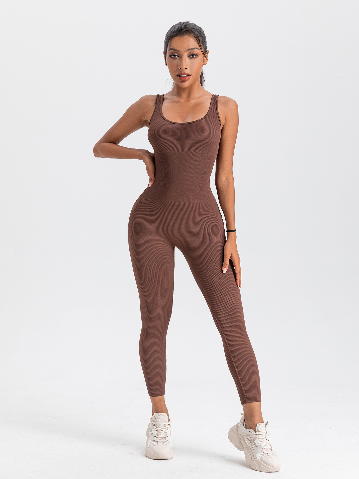 Women's Casual Solid Color Cotton Tracksuit Bodysuits Jumpsuits display picture 3