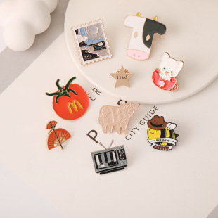 Amazon New Cartoon Creative Butterfly Bee Tea Cup Pet Dog Alloy Brooch Animal Versatile Badge Pin