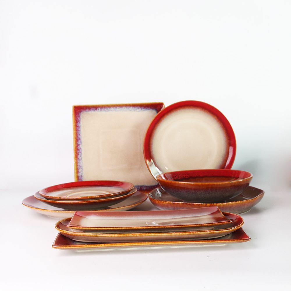 Serie de miel de estilo japonés plato de cerámica para el hogar Hotel plato de fruta personalizado plato de postre plato de carne occidental plato de pescado plato plano