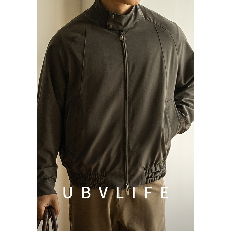[Clearance/No Returns & Exchanges] Men's Stand Collar Buckle Jacket with Design Elements and Raglan Sleeves for Spring and Autumn