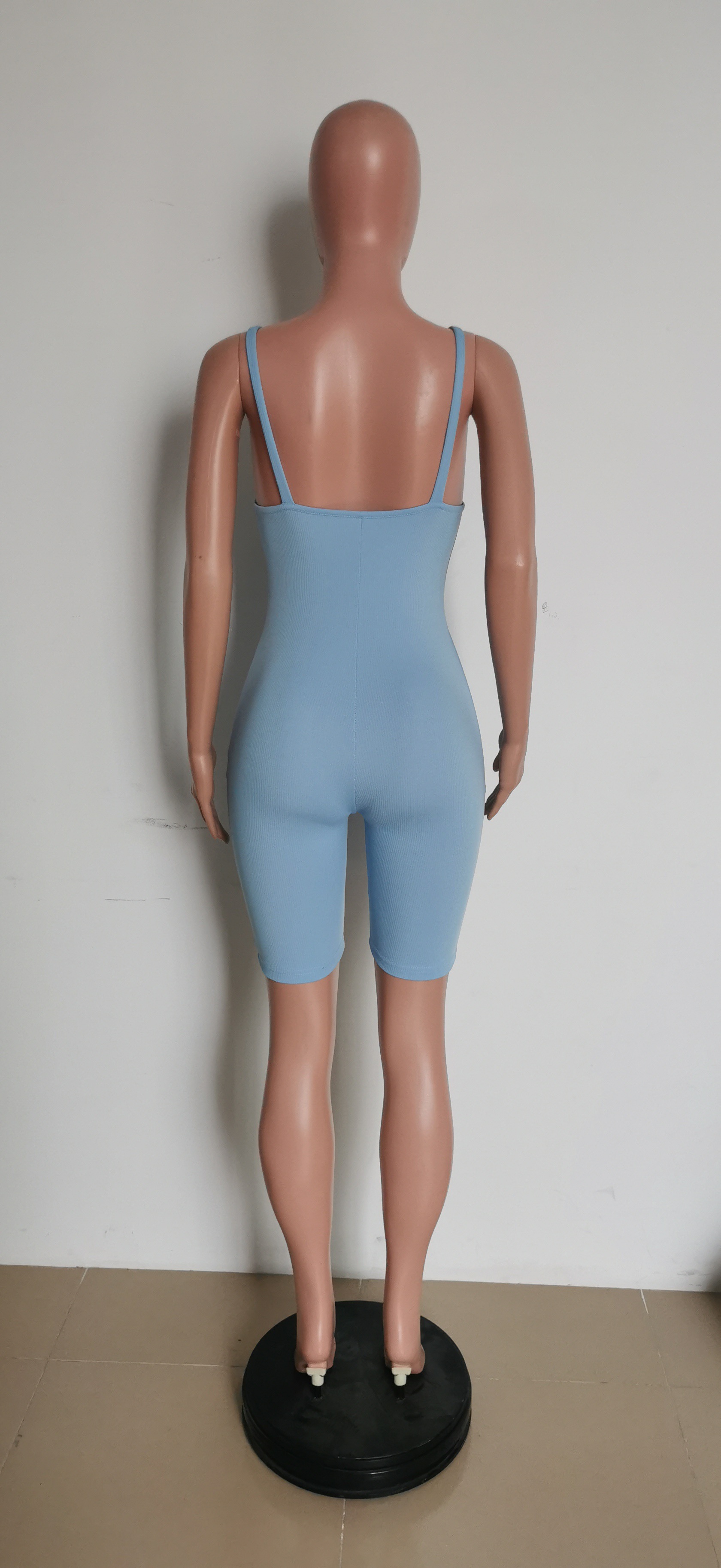 Damen Jumpsuit Mit Hoher Taille Ärmellos Gerippt Slim Fit Freizeit_voghion.com