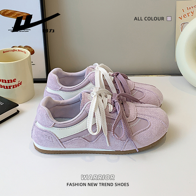 Low-Top Fashion Versatile Comfortable German-Style Trainers with Color-Blocking, High Aesthetic Value, Korean-Style Women's Shoes, College Style Energetic Ballet Shoes