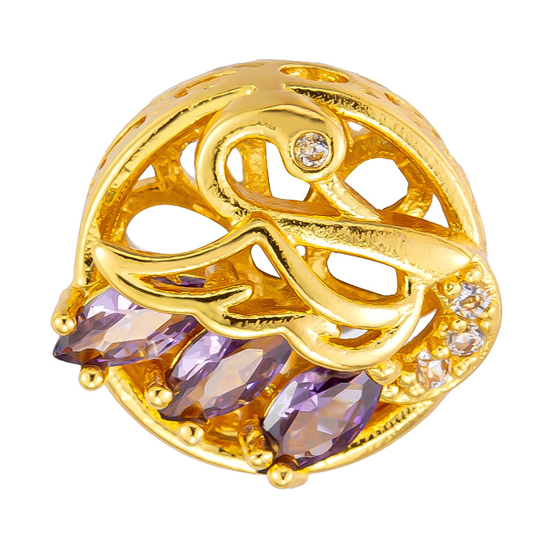 Colgante de cobre micro incrustado Gufasha oro goteo de aceite perlas de transferencia DiDi con perlas de acessorios de perlas huecas fábrica de perlas al por mayor