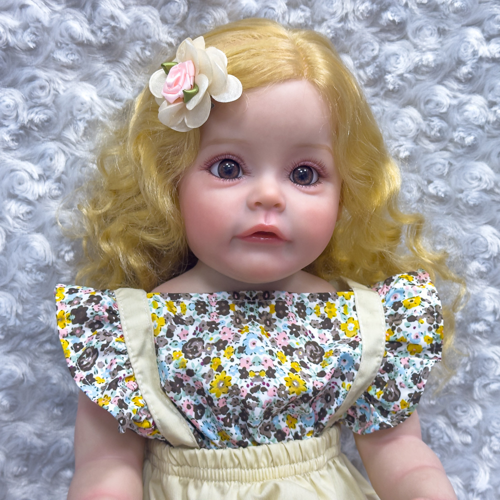 Muñeca de baño para acompañar bebés 55 ojos de fábrica directa muñeca de simulación juguetes caseros grandes cabello largo cm