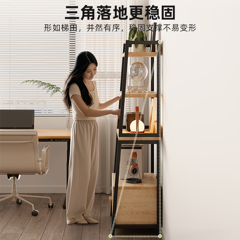 Estante de almacenamiento de madera trapezoidal de suelo doméstico multicapa sala de estar balcón estudio dormitorio almacenamiento esquina de exhibición