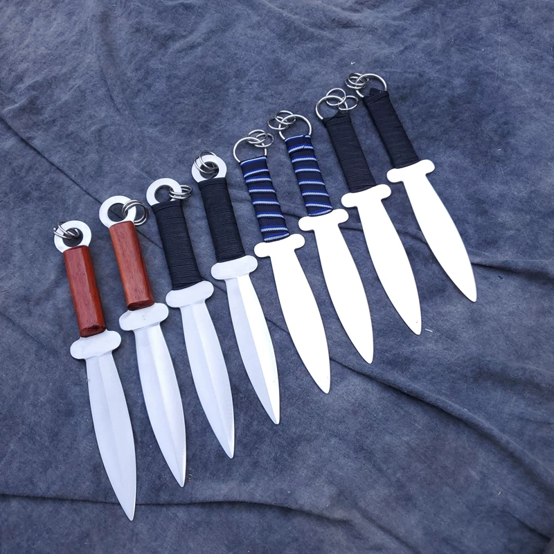 Martial Arts Routine Double Dagger Double Wheel Wood Performance Training Props Double Dagger Pair Practice Competition Use Knife Not Opening
