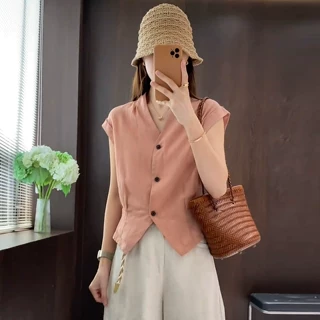 时尚V领短袖衬衫女2026夏季新款洋气宽松收腰显瘦减龄百搭上衣潮