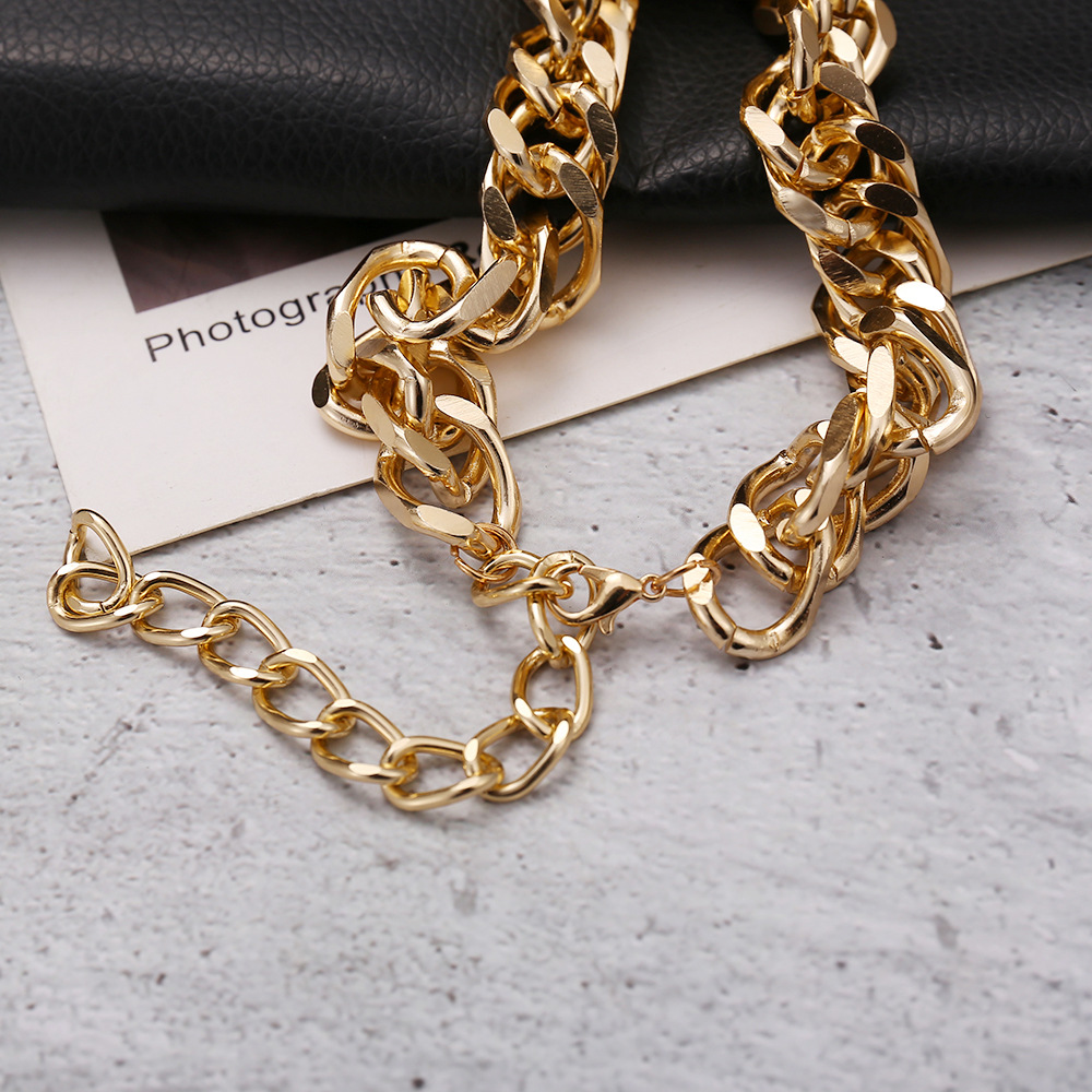 Fashion Gold Alloy Cuban Chain Necklace