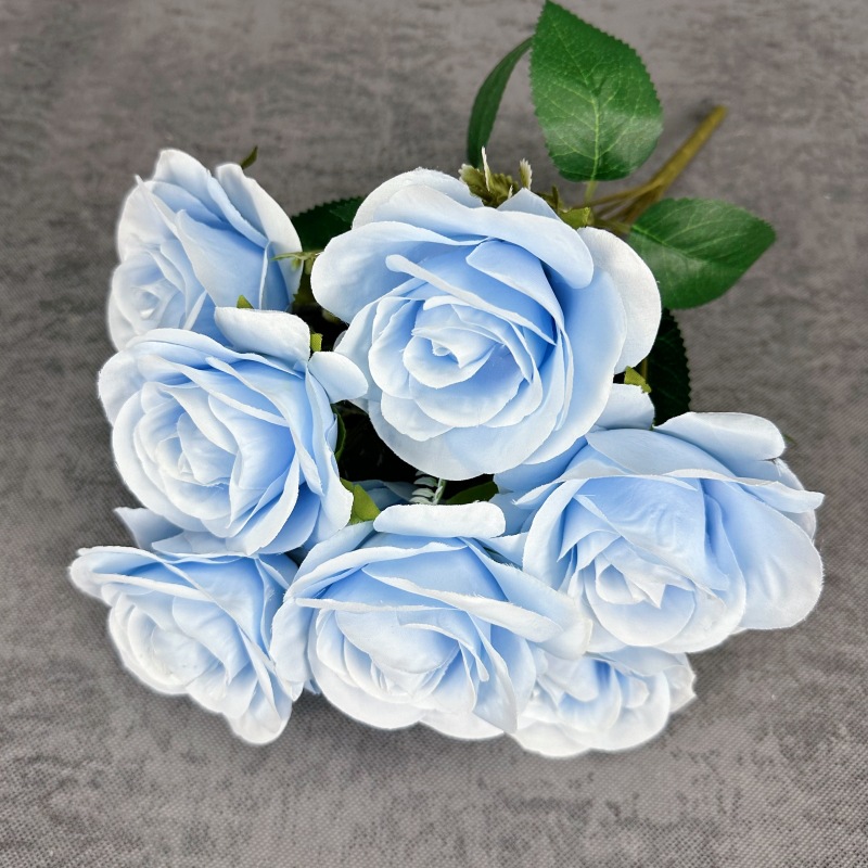 9 manojo de la cabeza, amante, rosa, flor artificial, boda, decoración del hogar, rosa, decoración de flores falsas hechas a mano al por mayor