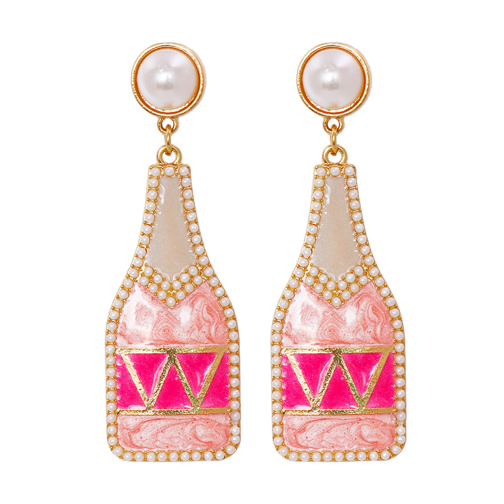 Personality Alloy Diamond Wine Bottle Earrings Color Dripping Earrings Earrings Cross-border Earrings display picture 3