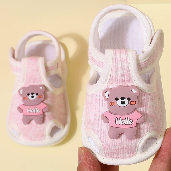 Sandals solid color hello bear pink tendon bottom