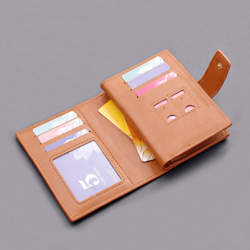 Zipper wallet wallet men's short multi-card button leather wallet multi-functional leather gray wallet wholesale