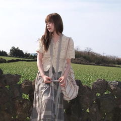 新しい甘いスタイルの中空フックパターン妖精カーディガンセーター妖精スタイルレディース夏薄手レディースニット半袖